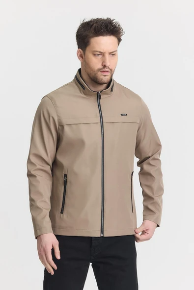Krem Erkek Pamuk Polyester Karışımlı Su Ve Rüzgar Geçirmez Mevsimlik&Yazlık Mont - Resim 4