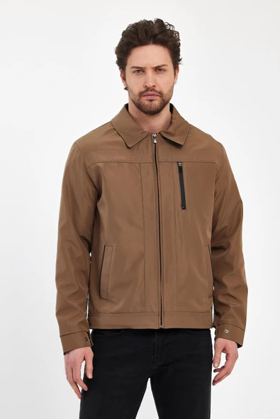 Erkek Kahverengi Hakim Yaka Çok Cepli Su Ve Rüzgar İtici Mevsimlik Mont&Ceket ürün görseli 1