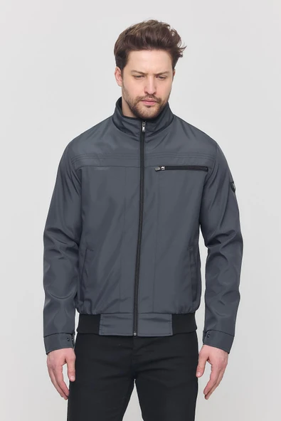 Erkek Antrasit Mevsimlik Triko Detaylı Fermuarlı İç Cepli Mont&Ceket ürün görseli 1