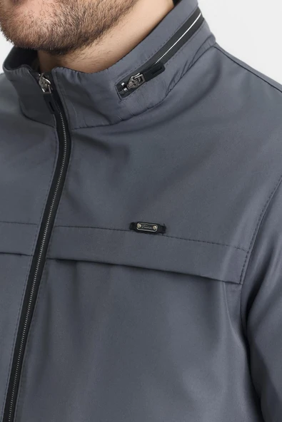 Gri Erkek Pamuk Polyester Karışımlı Su Ve Rüzgar Geçirmez Mevsimlik&Yazlık Mont - Resim 5