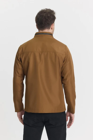 Kahverengi Erkek Pamuk Polyester Karışımlı Su Ve Rüzgar Geçirmez Mevsimlik&Yazlık Mont - Resim 6