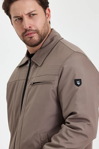 Krem İçi Kalın Kürklü Klasik Yakalı Rüzgar Ve Su Geçirmez Mont&Kaban - Resim 5