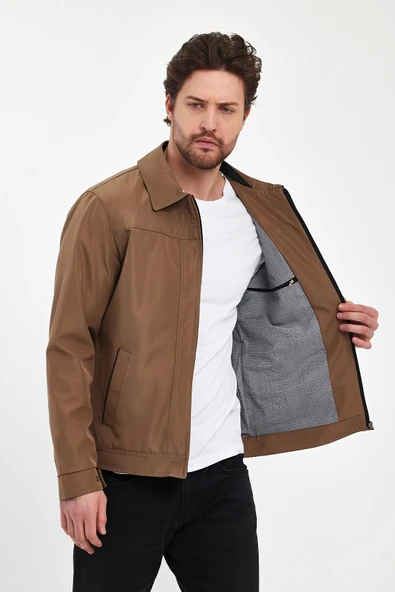 Erkek Kahverengi Hakim Yaka Çok Cepli Su Ve Rüzgar İtici Mevsimlik Mont&Ceket - Resim 2