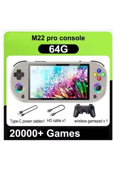 M22 Pro Retro Oyun Konsolu 5.0 ’’ıps Ekran Dahili 20000+ Oyun Emülatörleri Rgb Led Joystick - 6
