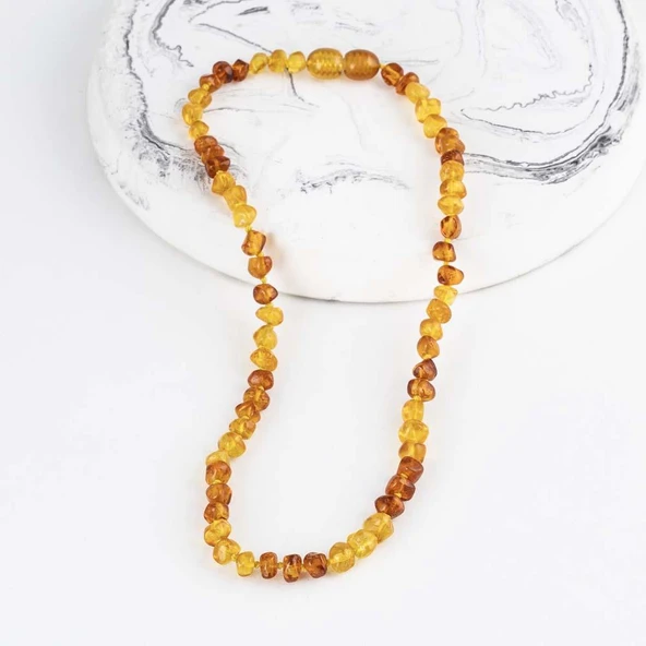 Gümüş Pazarım Açık Renk Orjinal Çocuk Kehribar Kolye