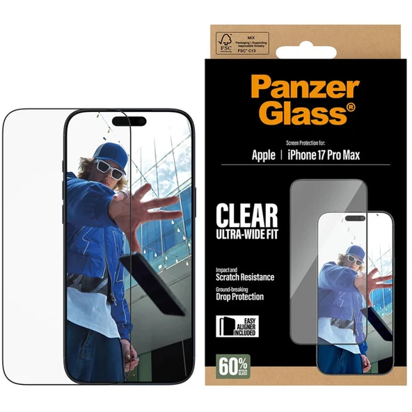 PanzerGlass iPhone 17 Pro Max UWF Şeffaf Cam Ekran Koruyucu (Hizalama Aparatlı) - Resim 6