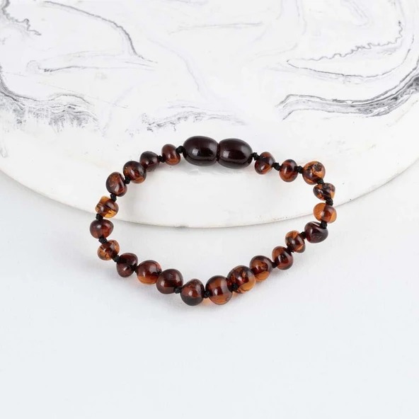 Gümüş Pazarım Koyu Renk Orjinal Çocuk Kehribar Bileklik