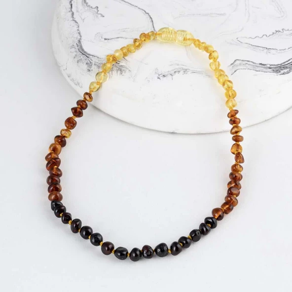 Gümüş Pazarım Sıralı Renk Orjinal Çocuk Kehribar Kolye