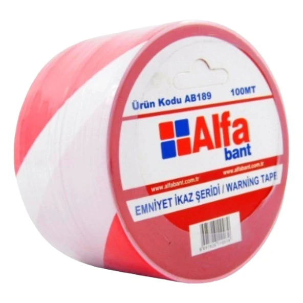 Alfa Alfa AB189 Emniyet İkaz Şeridi Kırmızı Beyaz 100 m - 1