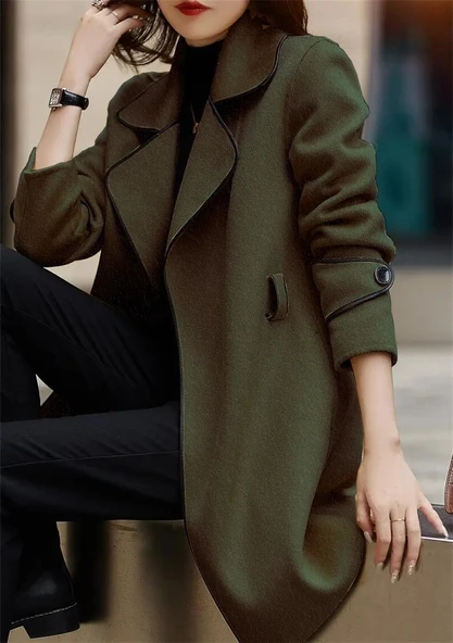 Rahat Kaşe Kadın Şık Yaka Kaban ve Kemer ürün görseli 1