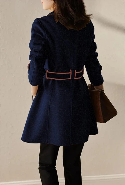 Kaşe Kadın Tasarım Yaka Kaban ve Kemer - Resim 2