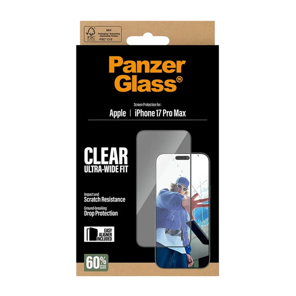 PanzerGlass iPhone 17 Pro Max UWF Şeffaf Cam Ekran Koruyucu (Hizalama Aparatlı) - Resim 5
