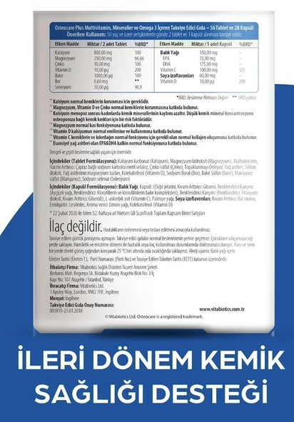 Osteocare Plus Omega-3, Kalsiyum,Magnezyum,D ve C Vitamini İçeren Kemik Sağlığı Vitamini 84 Kapsül - 2