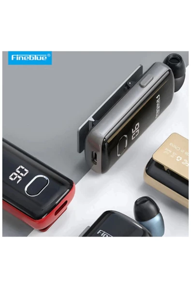 F580 Dijital Göstergeli Makaralı Titreşimli Bluetooth Kulaklık Gold - Resim 3