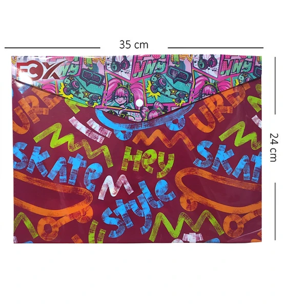 Kaykay Paten Desenli Çıt Çıtlı Zarf Dosya - 1 Adet ürün görseli