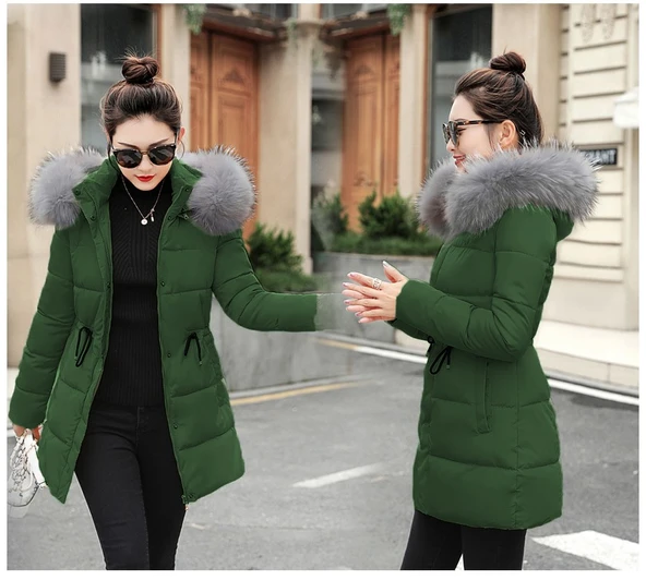 Kışlık Kapüşonlu Orta Boy Kadın Şişme Mont ürün görseli