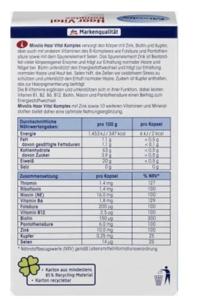 Mivolis Saç Yaşam Kompleksi Biotin Selenyum Çinko 60 Kapsül - 2