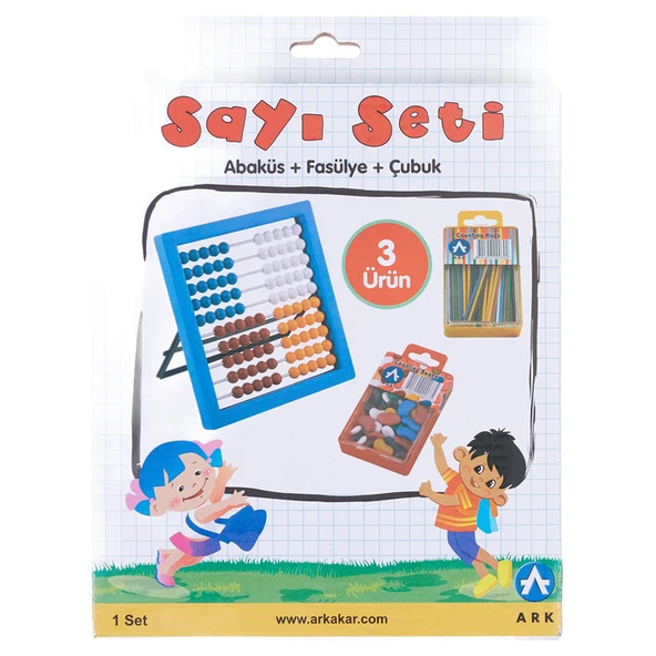 Ark abaküs + fasulye + çubuk sayı seti 3 lü - 1