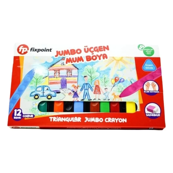 FixPoint Fixpoint Jumbo Üçgen Mum Boya 12 Renk - 1