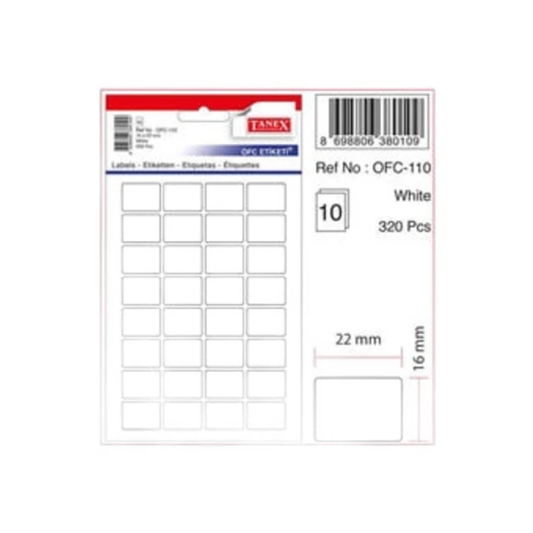 Tanex Ofc-110 Çıkartma Etiket 22x16 Mm (beyaz 320 Li - Renkliler 160 Lı Paket) - 1