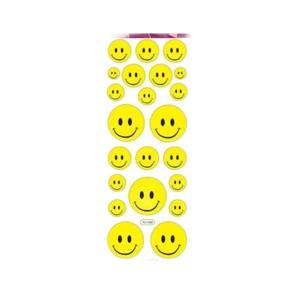 Moniev Gülen Yüz Sticker, Mini Sticker 5 Adet, Küçük Etiket Sticker - 1