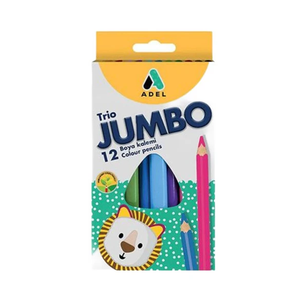 Adel Jumbo Üçgen Boya Kalemi 12 Renk - 1