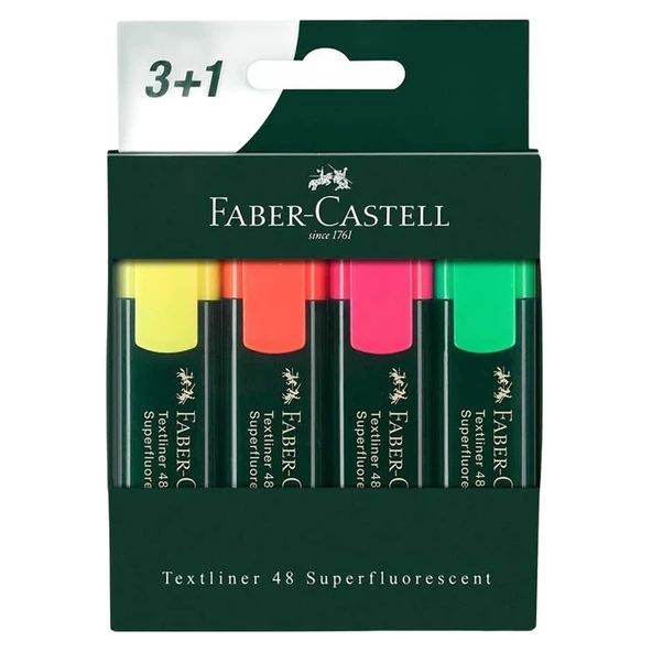 Faber Castell Fosforlu Kalem 4'lü - 1