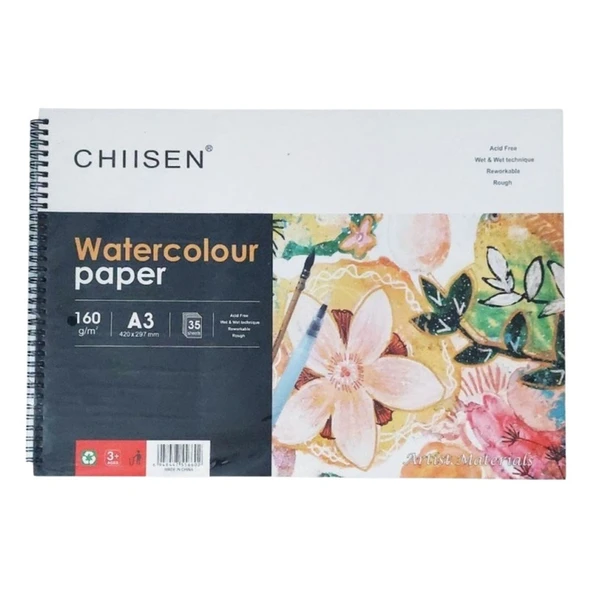 Ak Chisen Watercolour A3 Sulu Boya Defteri 160 g 35 Yaprak - 1