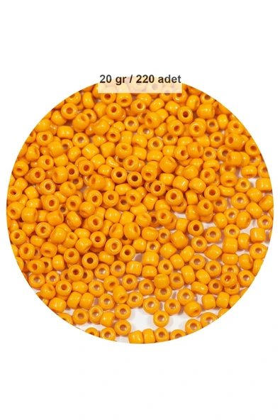 Turuncu Renk 4 mm Yaklaşık 220 adet/20 gram Cam Boncuk Oya Yazma Bileklik ve Kolye