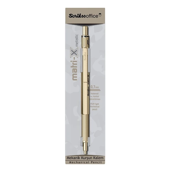 Scrikss Matrix 0.7mm Mekanik Kurşun Kalem Metalik Altın Şeffaf Kutu - 1