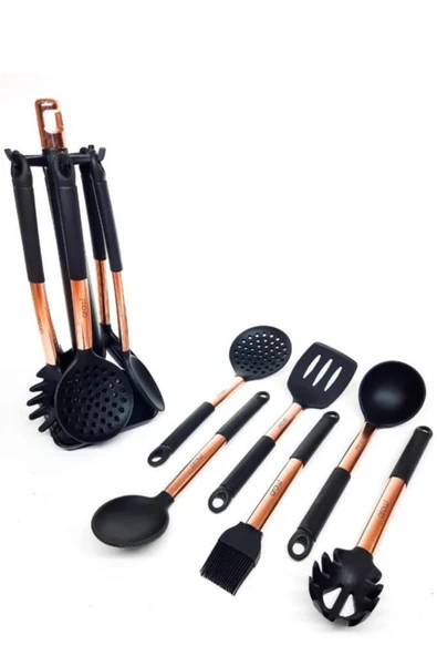 Helper 7 Parça Silikon Kepçe Seti Bakır Renk - 1