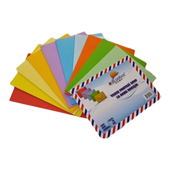 Doğan Zarf Renkli Zarf 20 Gr Karışık Paket 10 Renk 13x18 Cm 1 - 1