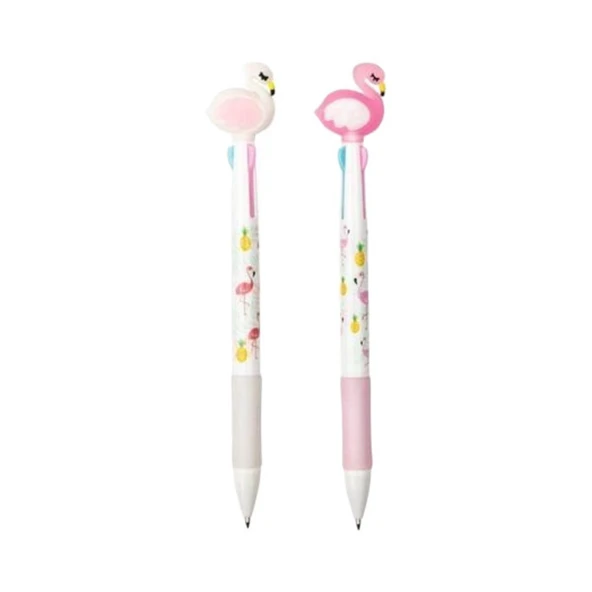 Mikro Toz Pembe Flamingo 3 Renk Multi Tükenmez Kalem Adet - 1