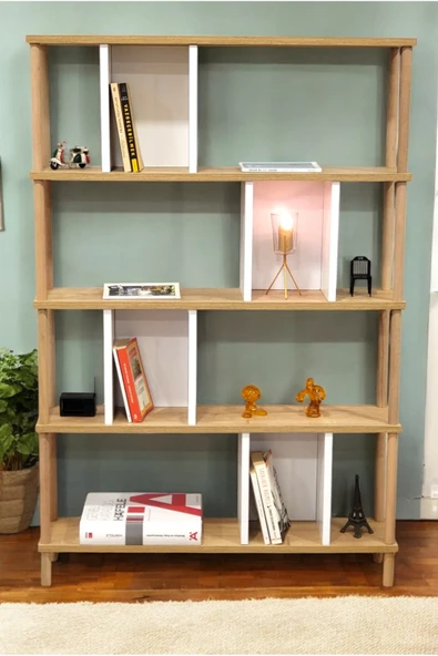 PEKA 5 Raflı Modern Dekoratif Kitaplık Klasörlük Mutfak Rafı Kiler Çok Amaçlı Düzenleyici Raf - Resim 2