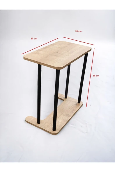 PEKA 35 cm Yüksek Kalite Tekerlekli Laptop Sehpası Kahvaltı Masası Yan Sehpa 60 cm Ahşap 65 cm Beyaz - Resim 7