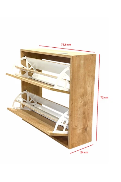 PEKA Düşer Kapaklı Ayakkabılık 4 Bölmeli 2 Kapaklı Kayar Raflı Dolap - 5