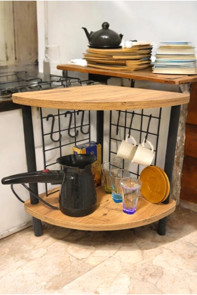 PEKA Mutluluk Köşesi Tezgah Üstü Raf – Mini Kahve Köşesi Ve Baharatlık 6 Kancalı Organizer - Resim 3