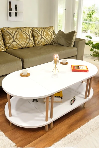 PEKA Çevir Kur 3'ü 1 Arada 2 Raflı Orta Sehpa Ve Dekoratif Yan Sehpa Gazetelikli - Resim 3