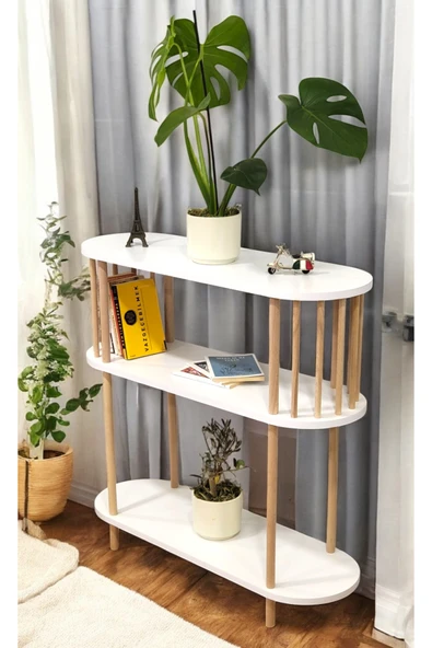 PEKA Ahşap Ayaklı Dresuar Dekoratif Raflı Kahve Köşesi Konsol Modern Çok Amaçlı Raf ürün görseli 1