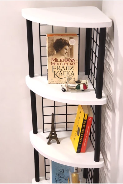 PEKA Çevir Kur 5 Raflı Dekoratif Köşe Rafı Aksesuar Rafı Kitaplık - Resim 3