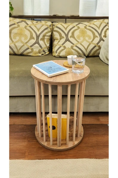 PEKA Ahşap Ayaklı C Sehpa Koltuk Sehpası Yan Sehpa Zigon Sehpa Servis Sehpası - Resim 3