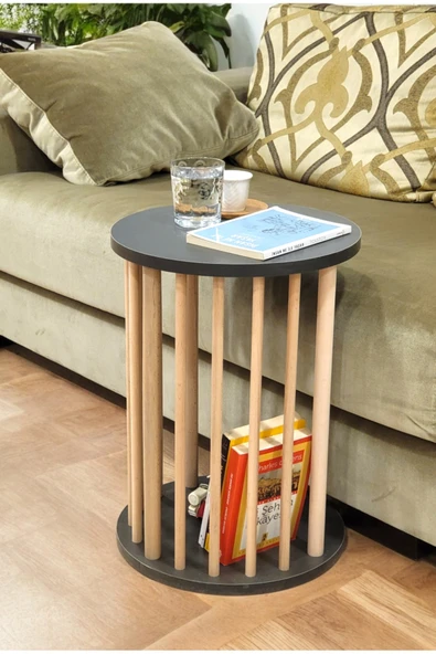 PEKA Ahşap Ayaklı C Sehpa Koltuk Sehpası Yan Sehpa Zigon Sehpa Servis Sehpası - Resim 3