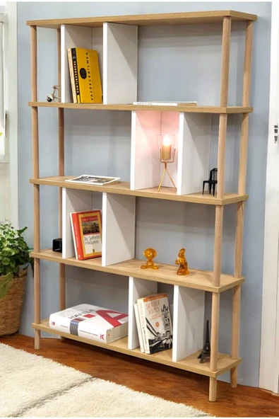 PEKA 5 Raflı Modern Dekoratif Kitaplık Klasörlük Mutfak Rafı Kiler Çok Amaçlı Düzenleyici Raf ürün görseli 1