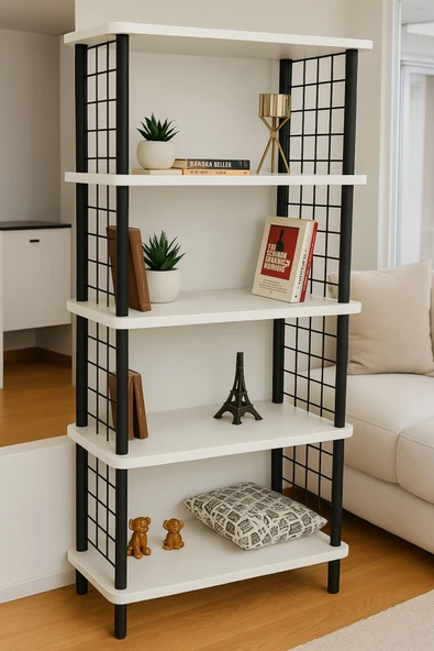 PEKA Kitap Yuvası 5 Raflı Geniş Kitaplık Ayakkabılık Banyo Düzenleyici Klasörlük Dekoratif Mutfak Rafı ürün görseli 1