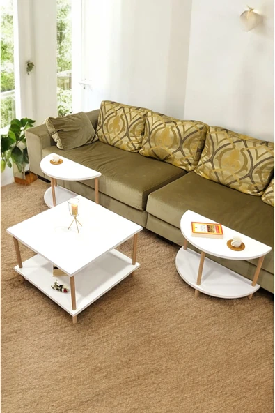 PEKA Çevir Kur 3'ü 1 Arada 2 Raflı Orta Sehpa Ve Dekoratif Yan Sehpa Gazetelikli - Resim 4