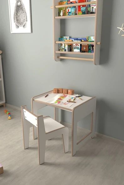 PEKA Montessori Çocuk Oyun Ve Aktivite Masası Ve Sandalye - Resim 4