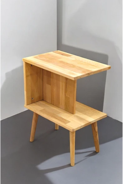 PEKA Lüx Naturel Ahşap Yan Sehpa - Salon - Oturma Odası Zigon Sehpa - Safir Meşe - Resim 5