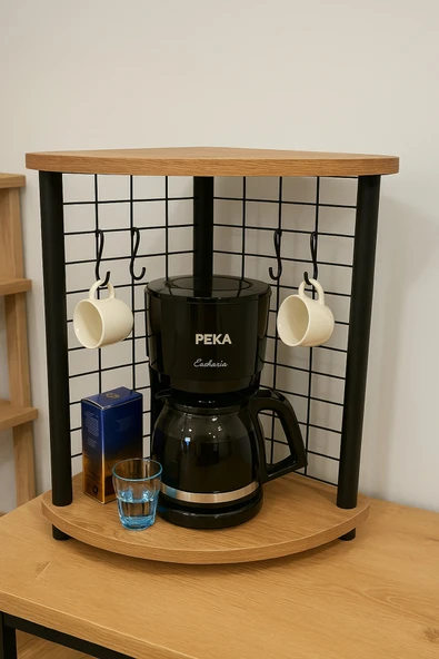 PEKA Harika Kahve Köşesi Tezgah Üstü Raf – Baharatlık 6 Kancalı Organizer - Resim 2