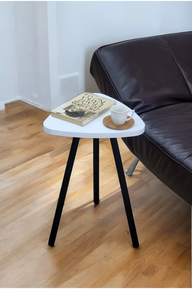 PEKA Yüksek Kalite Tekli Pena Üçgen Zigon Sehpa Çay Sehpası Servis Sehpası Boyalı Ahşap Ayaklı