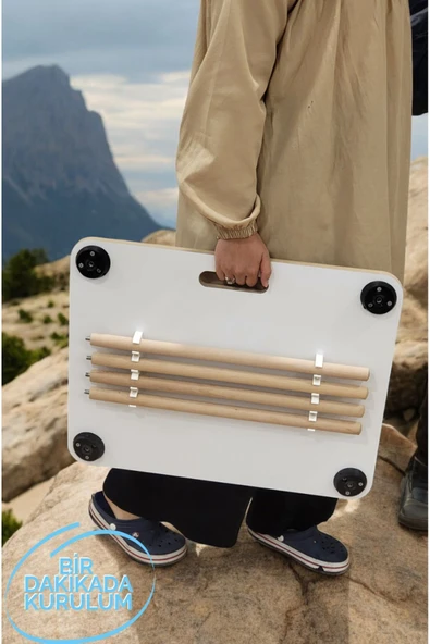 PEKA Katlanır Kamp Masası Portatif Mdf Bahçe Balkon Piknik Sehpası 60x45 Yüksek Kalite ürün görseli 1